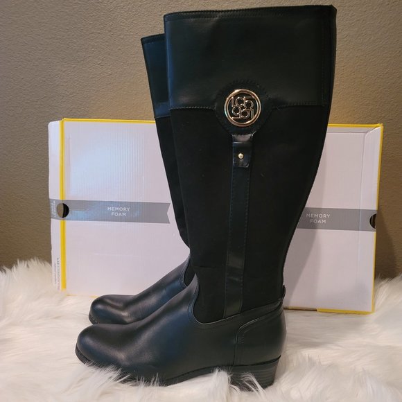 New Liz Caliborne Memory Foam Black Riding Boots - Sz 8 - Picture 2 of 10